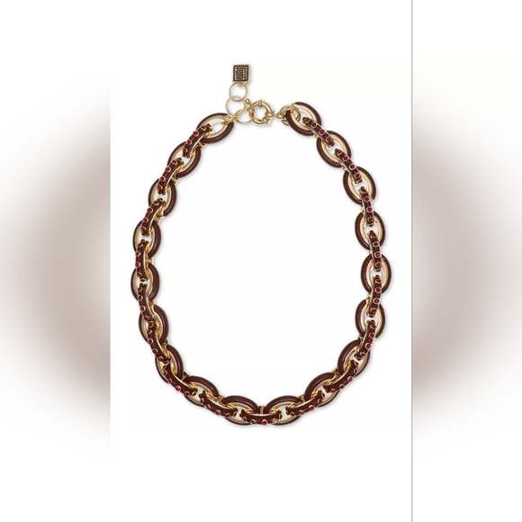 Laundry by Shelli Segal Gold-Tone Pave & Enamel Chain Link Collar Necklace, 16" - Picture 1 of 4